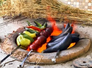 Шашлык из свежих овощей в тандыре